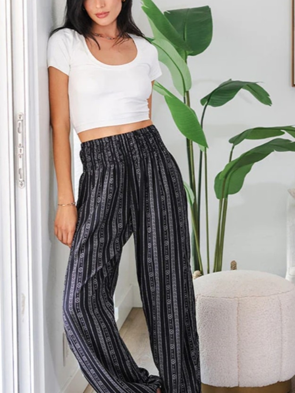 Women’s Grey Stripe Harem Pants